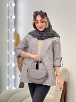 مانتو راه راه دو دکمه جیب نما کد 4849 - تصویر 6