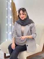 مانتو راه راه دو دکمه جیب نما کد 4849 - تصویر 13