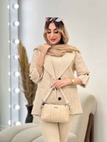 مانتو راه راه دو دکمه جیب نما کد 4849 - تصویر 12