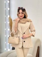 مانتو راه راه دو دکمه جیب نما کد 4849 - تصویر 5