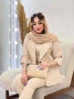 مانتو راه راه دو دکمه جیب نما کد 4849 - تصویر 19