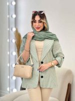 مانتو راه راه دو دکمه جیب نما کد 4849 - تصویر 11