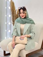 مانتو راه راه دو دکمه جیب نما کد 4849 - تصویر 18