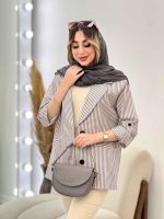 مانتو راه راه دو دکمه جیب نما کد 4849 - تصویر 3