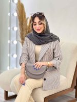 مانتو راه راه دو دکمه جیب نما کد 4849 - تصویر 10