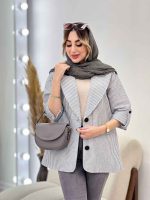 مانتو راه راه دو دکمه جیب نما کد 4849 - تصویر 2