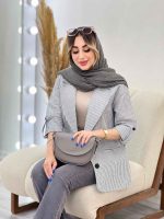 مانتو راه راه دو دکمه جیب نما کد 4849 - تصویر 15