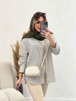 شومیز لینن راه راه پشت پیله کد 4857 - تصویر 11
