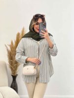 شومیز لینن راه راه پشت پیله کد 4857 - تصویر 18