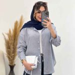 شومیز لینن راه راه پشت پیله کد 4857