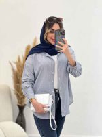 شومیز لینن راه راه پشت پیله کد 4857 - تصویر 16
