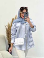شومیز لینن راه راه پشت پیله کد 4857 - تصویر 22
