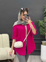 مانتو لینن رنگی بغل پنج دکمه کد 4872 - تصویر 25