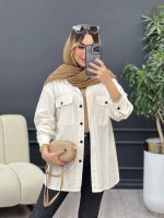 مانتو لینن سر جیب دکمه وینا کد 4846 - تصویر 23