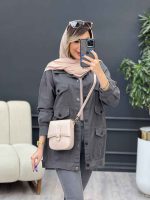 مانتو کتان شش جیب نما کد 4842 - تصویر 4