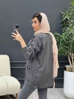 مانتو کتان شش جیب نما کد 4842 - تصویر 14