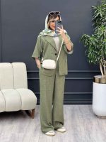 ست مانتو و شلوار دو دکمه آستین پاگن کد 4879 - تصویر 4
