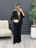 ست مانتو و شلوار دو دکمه آستین پاگن کد 4879 - تصویر 3