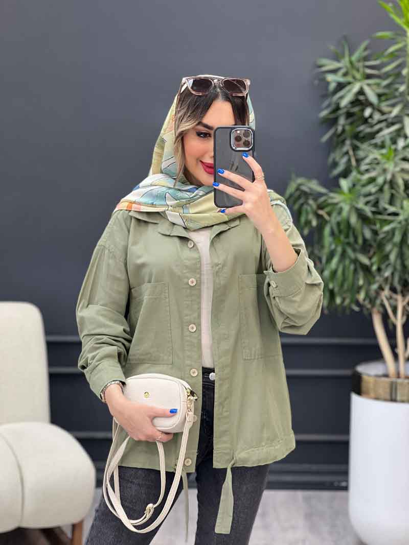 مانتو دو جیب پایین بند دار کد 4811 مانتو دو جیب پایین بند دار کد 4811