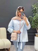 مانتو دو جیب پایین بند دار کد 4811 - تصویر 2