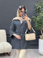 مانتو آستین پاکتی پایین هلال کد 4870 - تصویر 9