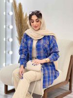 مانتو چهارخونه تک جیب کد 4890 - تصویر 6