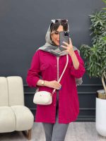 مانتو آستین برش دار سر جیب دکمه کد 4889 - تصویر 3