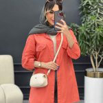 مانتو آستین برش دار سر جیب دکمه کد 4889