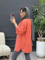 مانتو آستین برش دار سر جیب دکمه کد 4889 - تصویر 6
