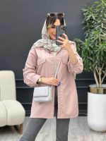 مانتو آستین برش دار سر جیب دکمه کد 4889 - تصویر 2