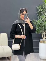مانتو آستین برش دار سر جیب دکمه کد 4889 - تصویر 7
