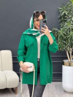 مانتو آستین برش دار سر جیب دکمه کد 4889 - تصویر 5