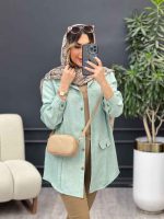 مانتو جیب نما دو پیله کد 4887 - تصویر 2