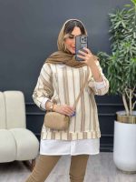 مانتو ترکیبی دو جیب پاکتی کد 4901 - تصویر 5