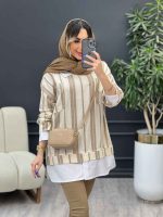 مانتو ترکیبی دو جیب پاکتی کد 4901 - تصویر 3