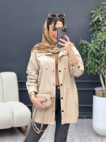 مانتو لینن دو جیب پایین هلال آلا کد 4782 - تصویر 4