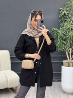 مانتو لینن دو جیب پایین هلال آلا کد 4782 - تصویر 3
