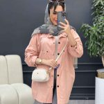 مانتو لینن دو جیب پایین هلال آلا کد 4782