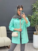 مانتو لینن دو جیب پایین هلال آلا کد 4782 - تصویر 2