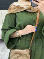پیراهن بلند کمر گت تک جیب کد 4900 - تصویر 4