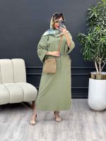 پیراهن بلند کمر گت تک جیب کد 4900 - تصویر 3