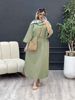 پیراهن بلند کمر گت تک جیب کد 4900 - تصویر 8