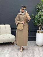 پیراهن بلند کمر گت تک جیب کد 4900 - تصویر 2