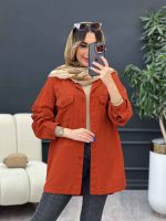 مانتو کتان برش دار دو جیب پاکتی کد 4928 - تصویر 2
