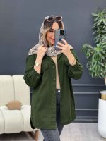 مانتو کتان برش دار دو جیب پاکتی کد 4928 - تصویر 5