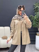 مانتو کتان برش دار دو جیب پاکتی کد 4928 - تصویر 7
