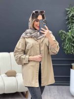 مانتو کتان برش دار دو جیب پاکتی کد 4928 - تصویر 4