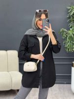 مانتو جین رنگی آستین دو دکمه کد 4929 - تصویر 3