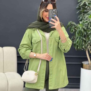 مانتو کتان برش دار دو جیب پاکتی کد 4928