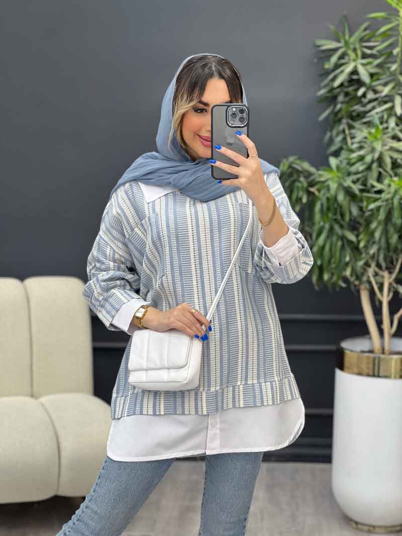 مانتو ترکیبی دو جیب پاکتی کد 4901 مانتو ترکیبی دو جیب پاکتی کد 4901